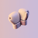 A AI-generated app icon of a pair of boxing gloves in white , pewter , chambray , melon color scheme