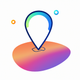 A AI-generated app icon of a map pin in rainbow color scheme