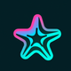 A AI-generated app icon of a starfish in magenta color and turquoise color and steel blue color and sage green color color scheme