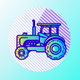 A AI-generated app icon of a tractor in bright blue color and yellowish-green color and bright blue color and blue color color scheme