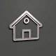 A AI-generated app icon of home décor in gray , lavender , royal blue , black color scheme