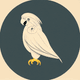 An app icon of  a cockatoo with mulberry and dark khaki scheme color