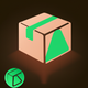 A AI-generated app icon of a package in tan color and kelly green color and tan color and crimson color color scheme