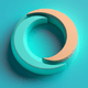An app icon of  an image of the moon with honey dew and dark turquoise and oatmeal and teal scheme color