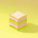 A AI-generated app icon of pieces of sandwich in dusty rose , pastel green , golden yellow , bright yellow color scheme