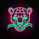 A AI-generated app icon of a leopard in purple color and reddish brown color and dark yellow color and greyish pink color color scheme