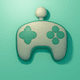An app icon of  an image of game controller with honeysuckle and sage green and serenity and light sea green scheme color