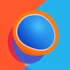 An app icon of  a guava with burnt orange and neon blue scheme color