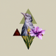 A AI-generated app icon of phoenix in dark khaki , sage , dark orchid , thistle color scheme