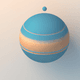 A AI-generated app icon of the Venus planet in sky blue , apricot , royal blue , olive color scheme