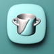 An app icon of  an image of a pan with slate and pastel green and white and pastel blue scheme color