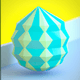 A AI-generated app icon of a watermelon in ghost white , dodger blue , yellow , tiffany blue color scheme