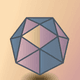 A AI-generated app icon of an icosahedron shape in grey , cornflower , clear , sandy brown color scheme