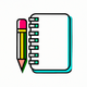 A stylized pad and pencil for note-taking  app icon - ai app icon generator - app icon aesthetic - app icons