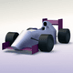 A AI-generated app icon of a formula car in pale violet red , gunmetal grey , cool grey , baby blue color scheme