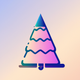 A AI-generated app icon of a christmas tree in camel color and brown color and pale purple color and blue-green color color scheme