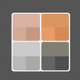 A AI-generated app icon of a minimalist paint palette in warm grey color and pewter color and cream color and tangerine color color scheme