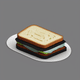A AI-generated app icon of a sandwich in light grey , linen , jet black color scheme