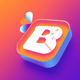 A AI-generated app icon of a letter B in bright orange , cream , orchid , alice blue color scheme