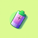 An app icon of  an image of batteries with light sea green and sea green and amber and medium purple scheme color