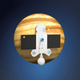 A AI-generated app icon of the NASA Voyager 2 in light grey , black , light yellow , sky blue color scheme