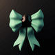 A AI-generated app icon of a bow in sage , black , evergreen , watermelon color scheme
