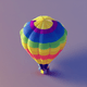 A AI-generated app icon of a hot-air balloon in red , indigo , yellow orange color scheme