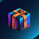 A AI-generated app icon of a gift box in tangerine , blue violet , dark turquoise , burnt sienna color scheme