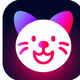 A fluffy, playful kitten  app icon - ai app icon generator - app icon aesthetic - app icons