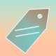 A AI-generated app icon of a tag in mint green color and salmon color and steel blue color and peach color color scheme