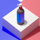 A AI-generated app icon of a Face Wash Bottle in pale violet red , chocolate , cornflower blue , dark cyan color scheme