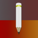 A AI-generated app icon of a pencil in dark gray color and pale yellow color and rich red color and reddish brown color color scheme