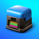 A AI-generated app icon of a copier in dark turquoise , deep sky blue , cinnamon , light yellow color scheme