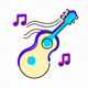 A stylized guitar with curling music notes  app icon - ai app icon generator - app icon aesthetic - app icons