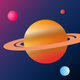 A AI-generated app icon of a galaxy in navy color and coral color and laser lemon color and olive color color scheme