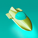 A AI-generated app icon of a space roadster in chartreuse , medium sea green , light steel blue color scheme