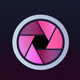 A stylized camera lens with aperture  app icon - ai app icon generator - app icon aesthetic - app icons