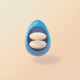 A AI-generated app icon of a Beauty Blender in linen , white , royal blue , beige color scheme