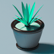 A AI-generated app icon of potted Yucca in khaki , sage green , dark sea green , teal color scheme