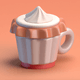 An app icon of  an image of a coffee cup with white and cornsilk and light salmon and cream scheme color