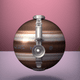 A AI-generated app icon of the Juno space probe of NASA in chocolate , light pink , crimson , cognac color scheme