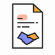 A AI-generated app icon of a paper contract with hand shaking in colorful color scheme