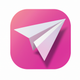 A AI-generated app icon of paper airplane shape in  color scheme