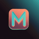 A AI-generated app icon of a letter M in seafoam green , dark orange , bordeaux , turquoise color scheme