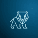 A AI-generated app icon of a bear in nude , dark blue , peach , emerald green color scheme