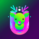 An app icon of  an image of a Deer with hot pink and whitesmoke and forest green and green scheme color