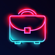 A AI-generated app icon of a briefcase in cyber grape color and cream color and magenta color and baby blue color color scheme