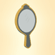 A AI-generated app icon of a hand mirror in gray , goldenrod , light blue , very peri color scheme