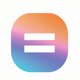 A AI-generated app icon of a not equal sign in pastel orange color and pinkish-orange color and bright blue color and pale green color color scheme