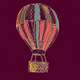 A AI-generated app icon of a hot balloon in maroon , army green , burgundy , navy blue color scheme